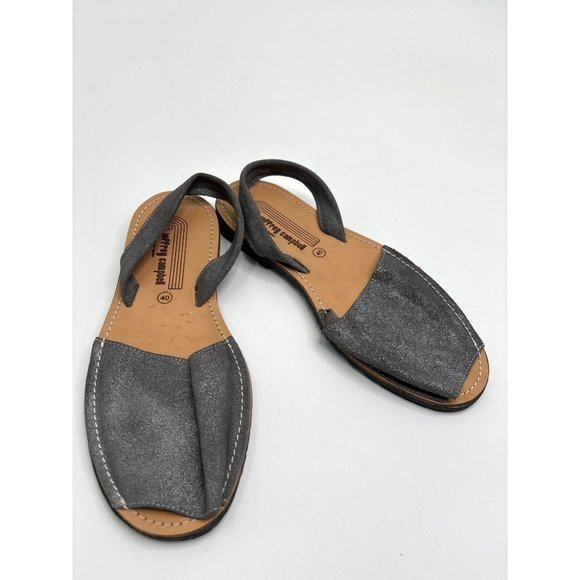 Jeffrey Campbell Leather Sling Flat Huarache Shoe Silver Metallic Size 40 NWOB - Picture 1 of 4